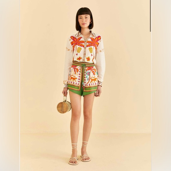 FARM Rio | Shorts | Nwt Farm Rio Green Tropical Life Shorts | Poshmark